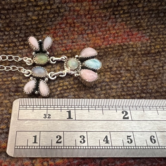 ❤️ Ethiopian Opal, Larimar, Natural Pink Opal 19” Adj Necklace 925 Navajo 14.3gm - Picture 16 of 17
